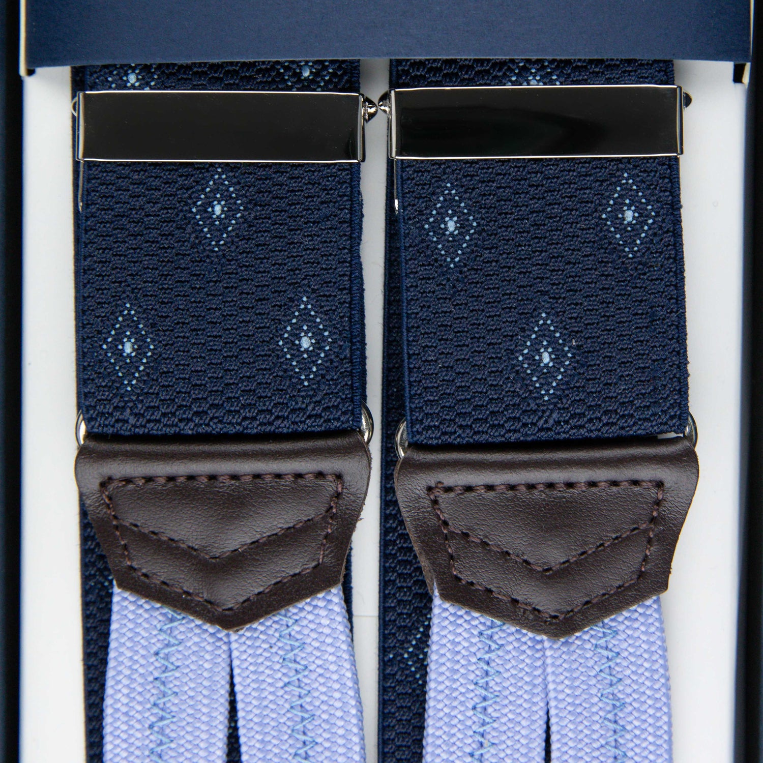 Elastic Barathea Braces - Navy Geometrical