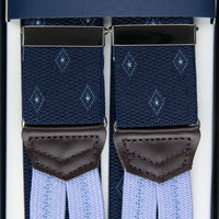 Elastic Barathea Braces - Navy Geometrical