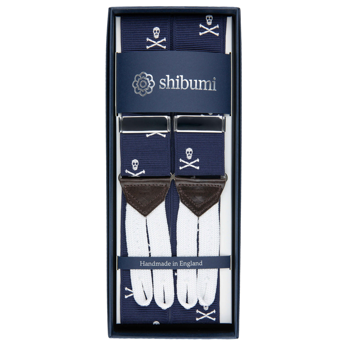 Barathea Braces - Navy Skulls