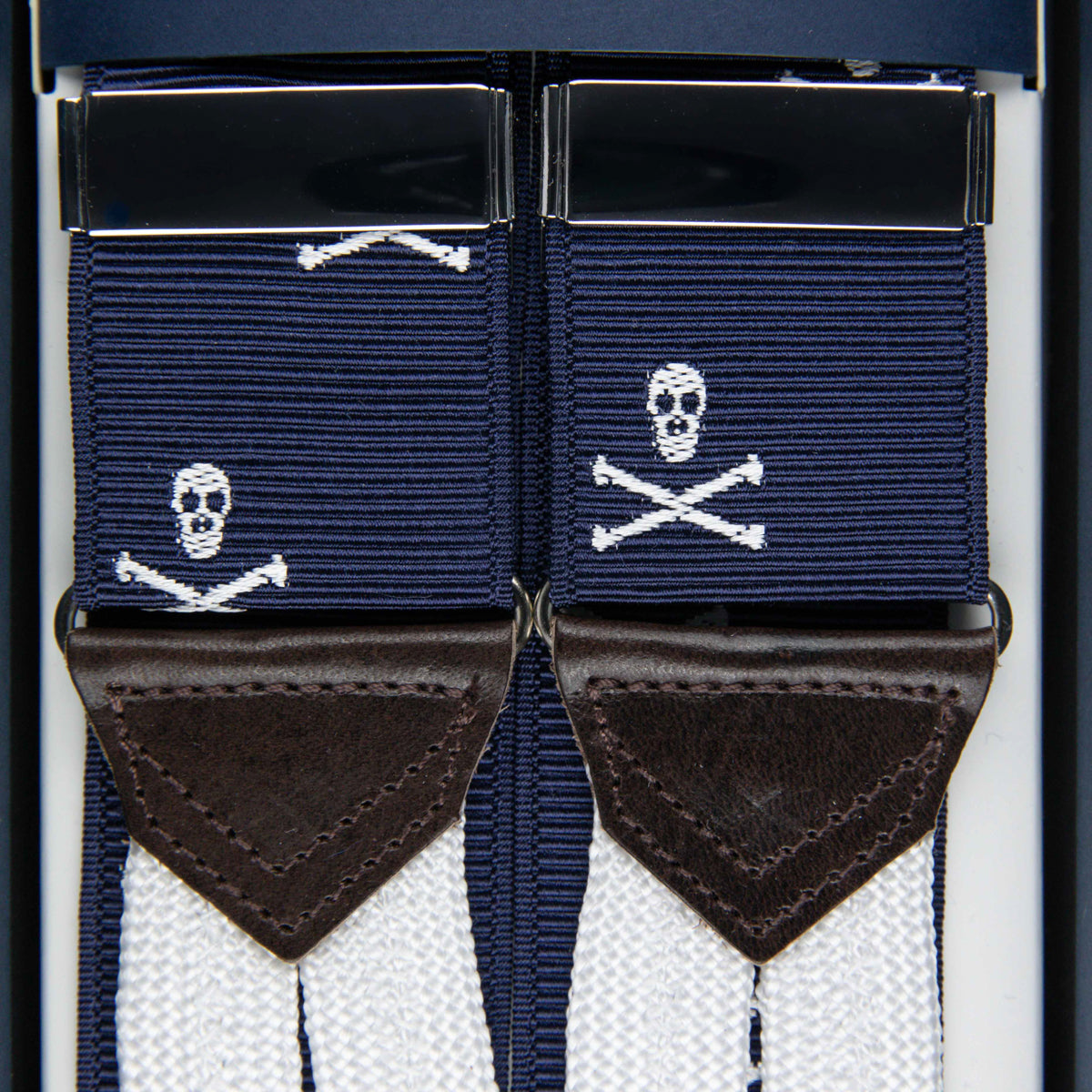 Barathea Braces - Navy Skulls