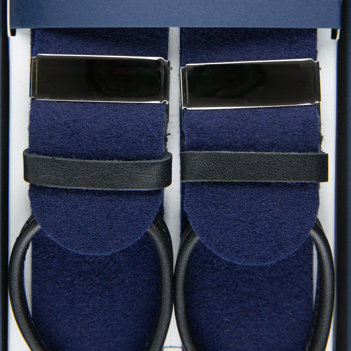 Boxcloth Braces - Navy / Black Leather