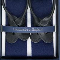 Boxcloth Braces - Navy / Black Leather