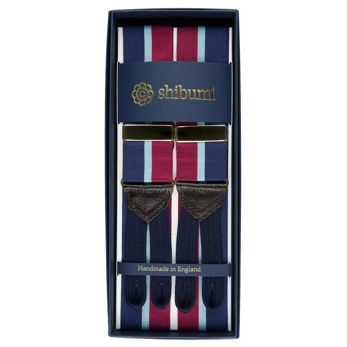 Barathea Braces - Navy / Burgundy / Sky Blue