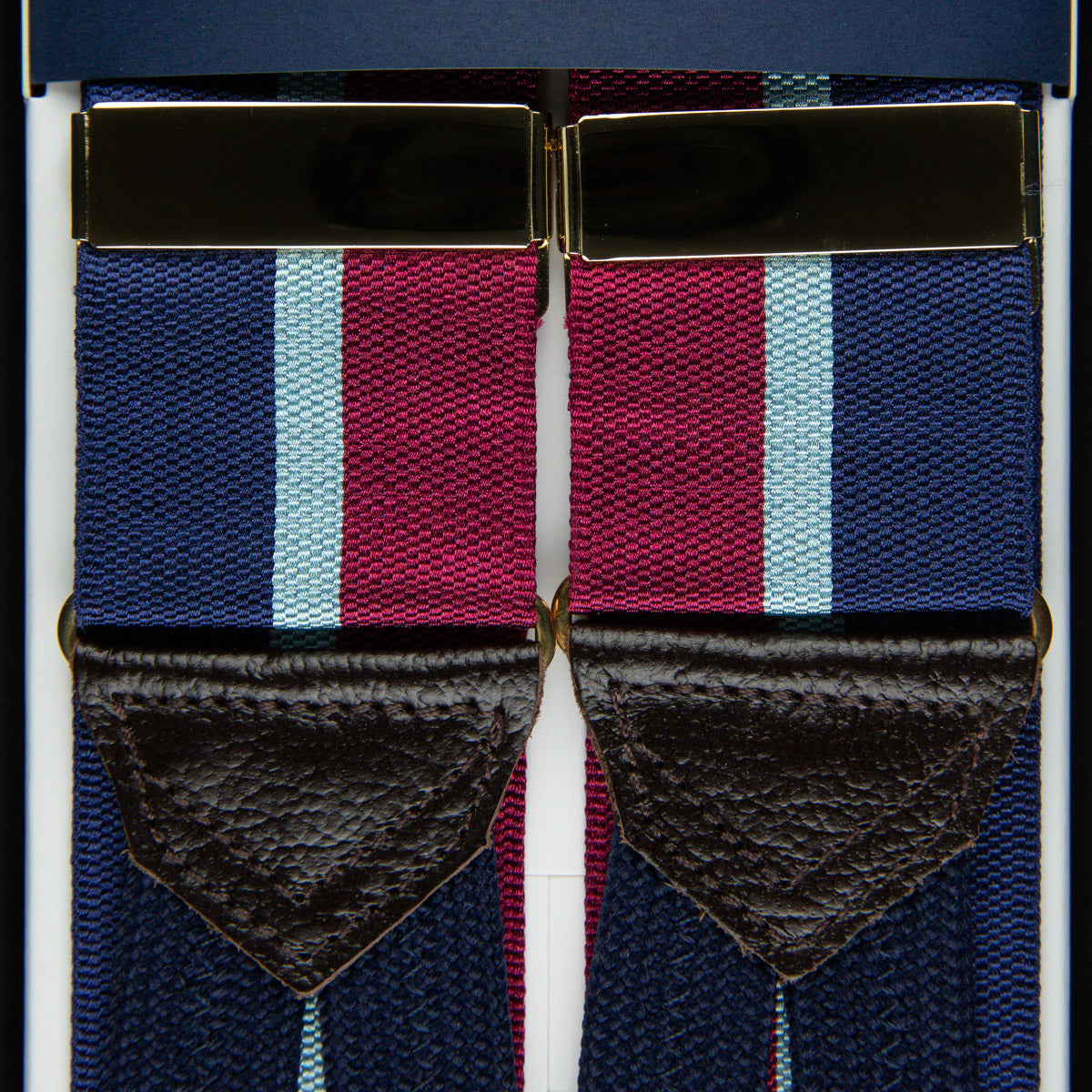 Barathea Braces - Navy / Burgundy / Sky Blue