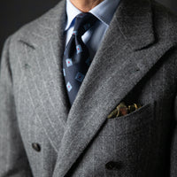 Geometrical Japanese Jacquard Silk Tie - Navy - Hand-Rolled