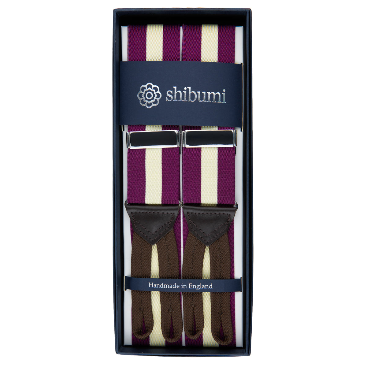 Barathea Braces - Berry / Ivory