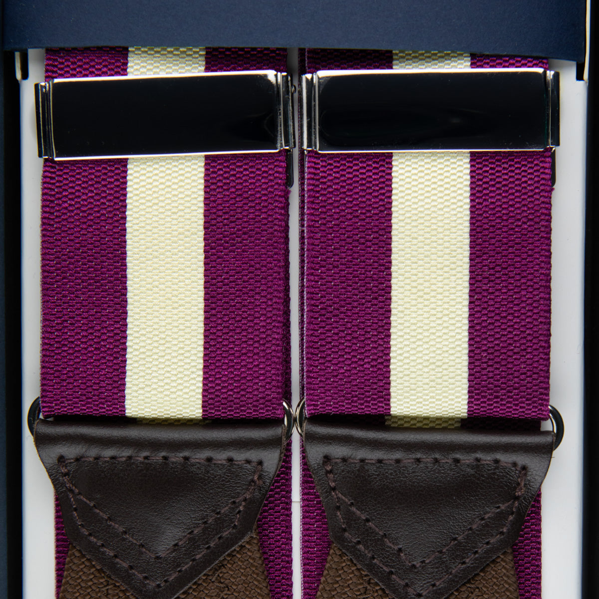 Barathea Braces - Berry / Ivory