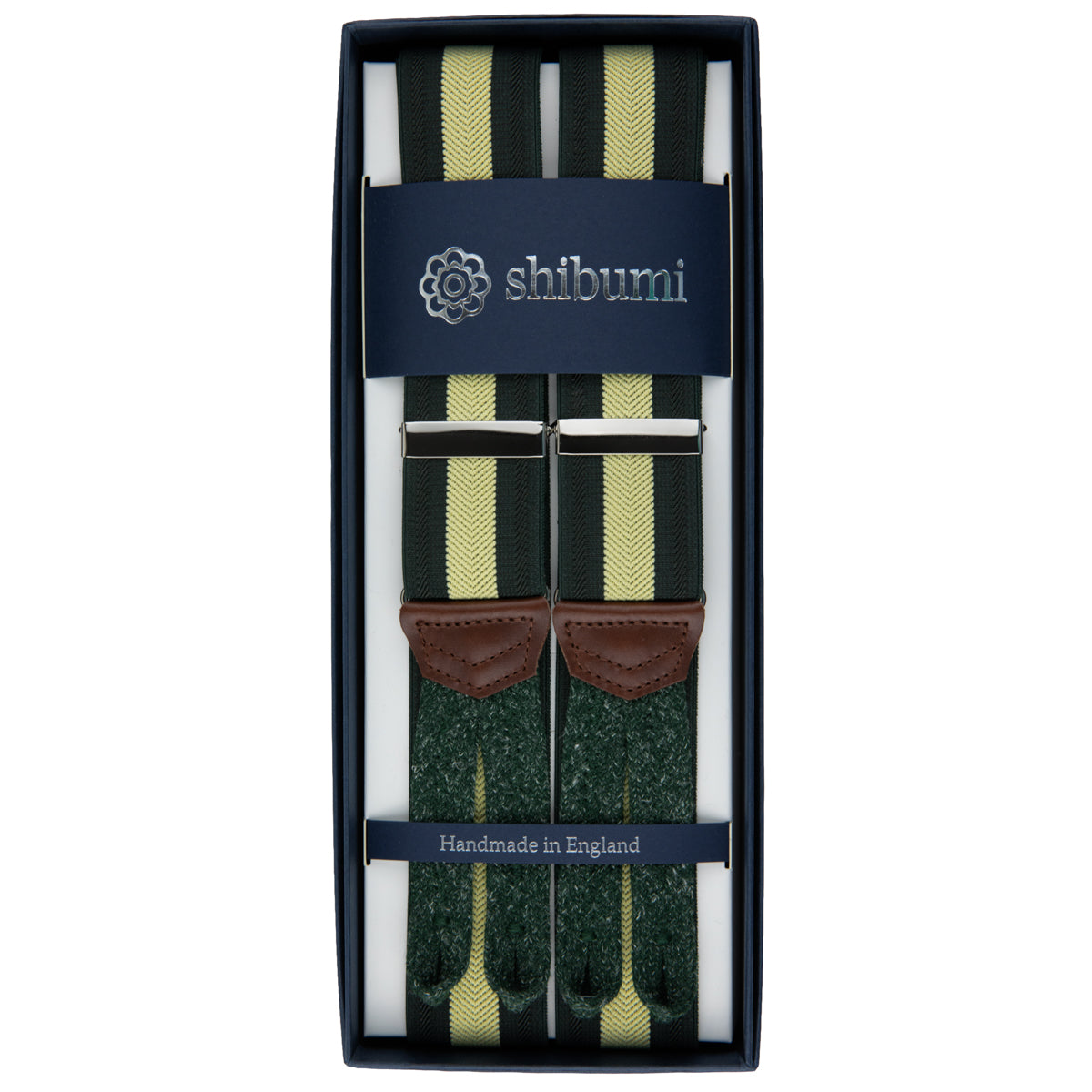 Elastic Barathea Braces - Forest / Vanilla Striped