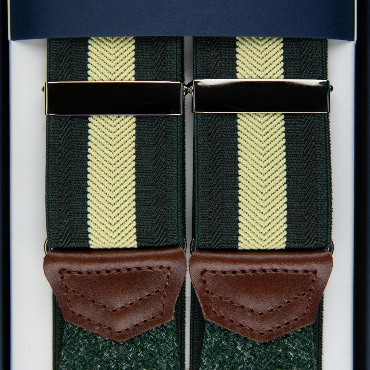 Elastic Barathea Braces - Forest / Vanilla Striped