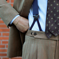 Geometrical Soft Shantung Silk Tie - Brown - Hand-Rolled