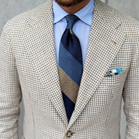 Japanese Boucle Silk Tie - Navy / Blue / Beige