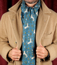 Animal Printed Wool / Silk Scarf - Air Force Blue