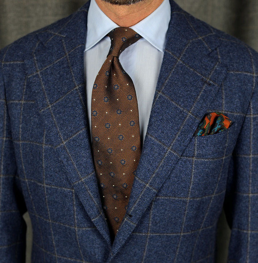 Animal Motif Wool / Cashmere Pocket Square - Terracotta