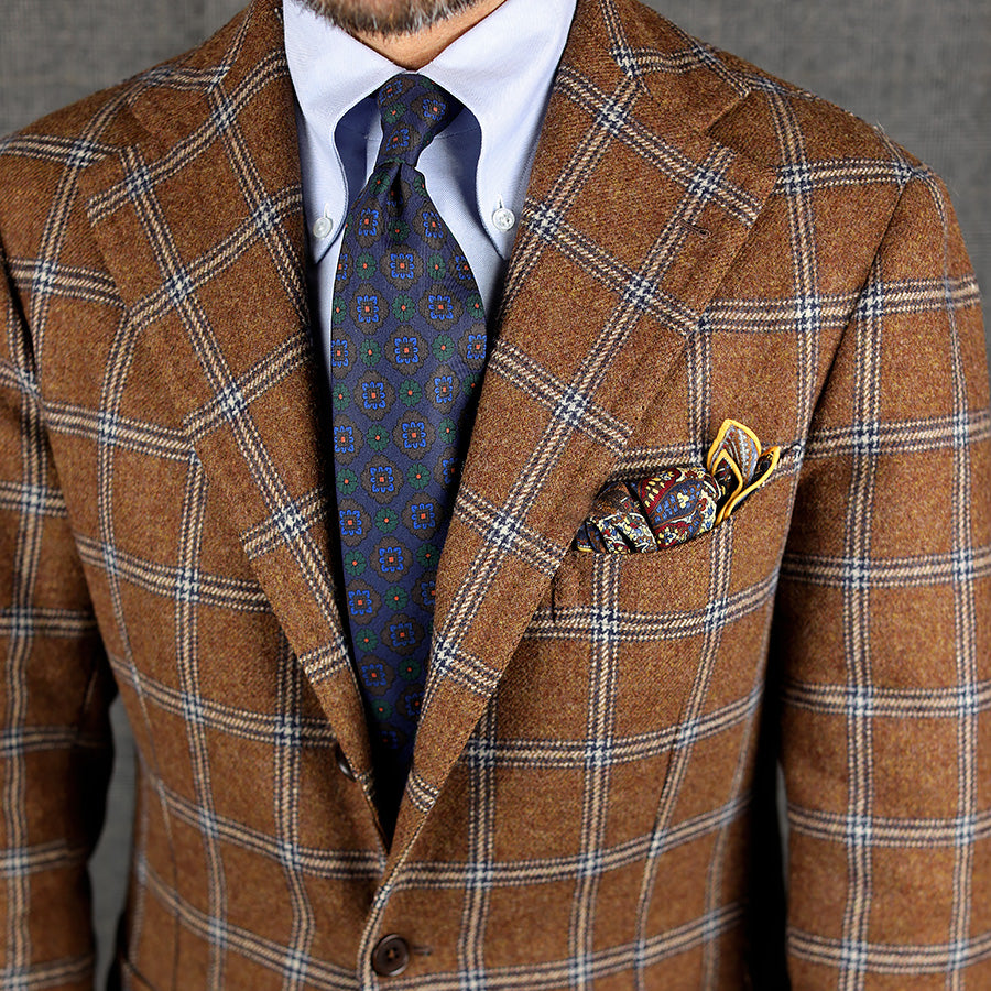 Ancient Madder Silk Tie - Navy - Hand-Rolled