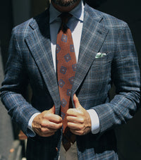 Printed Grossa Grenadine Silk Tie - Copper - Hand-Rolled