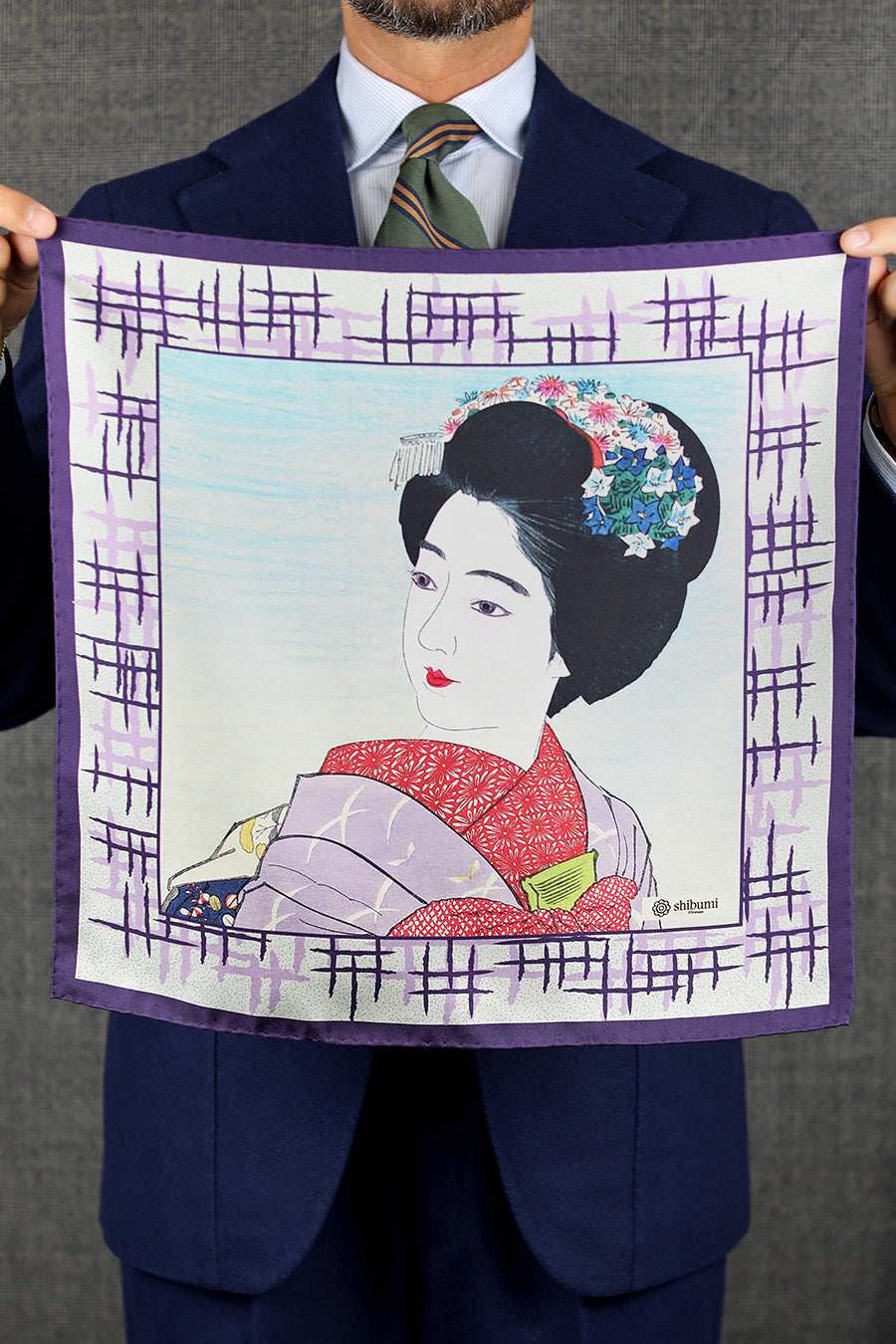 Ukiyo-e Silk Pocket Square - Maiko - 40x40cm