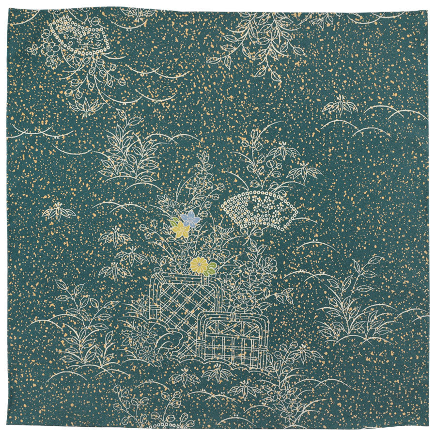 Vintage Kimono Silk Pocket Square - Teal