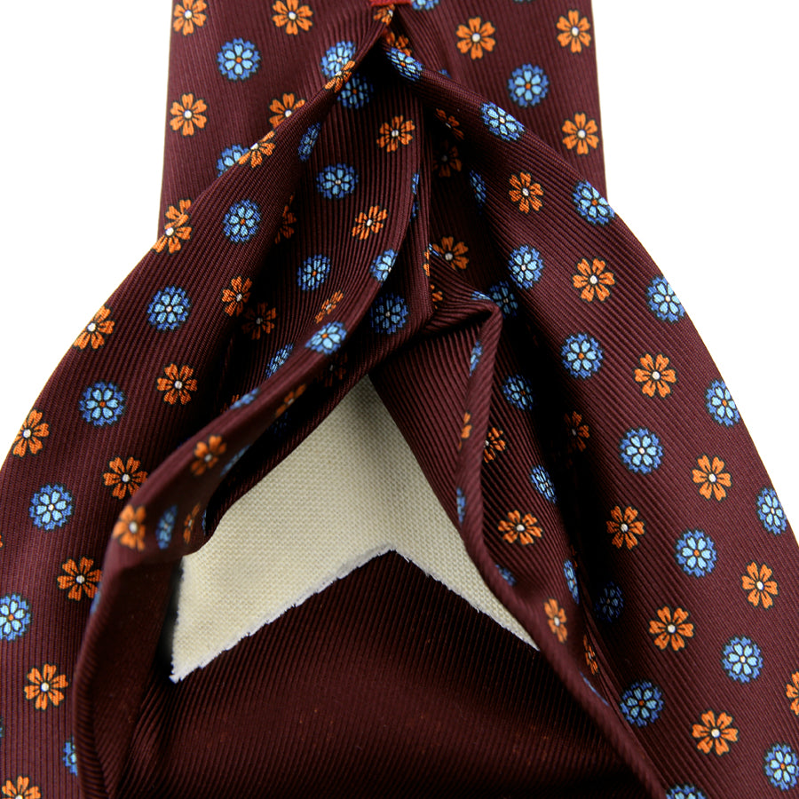 7-Fold 50oz Floral Printed Silk Tie - Burgundy