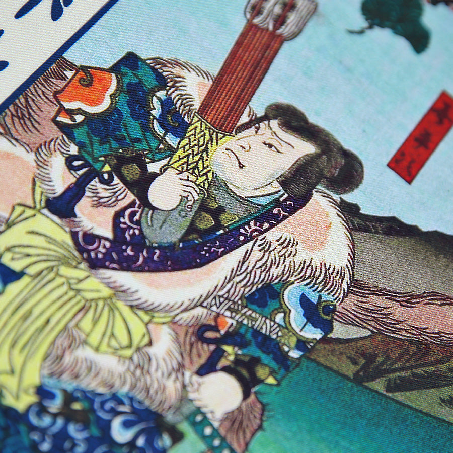 Ukiyo-e Silk Pocket Square - Kari - 40x40cm