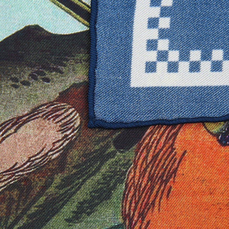Ukiyo-e Silk Pocket Square - Kari - 40x40cm