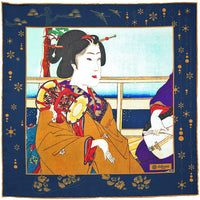 Ukiyo-e Silk Pocket Square - Huyu Daiko - 40x40cm