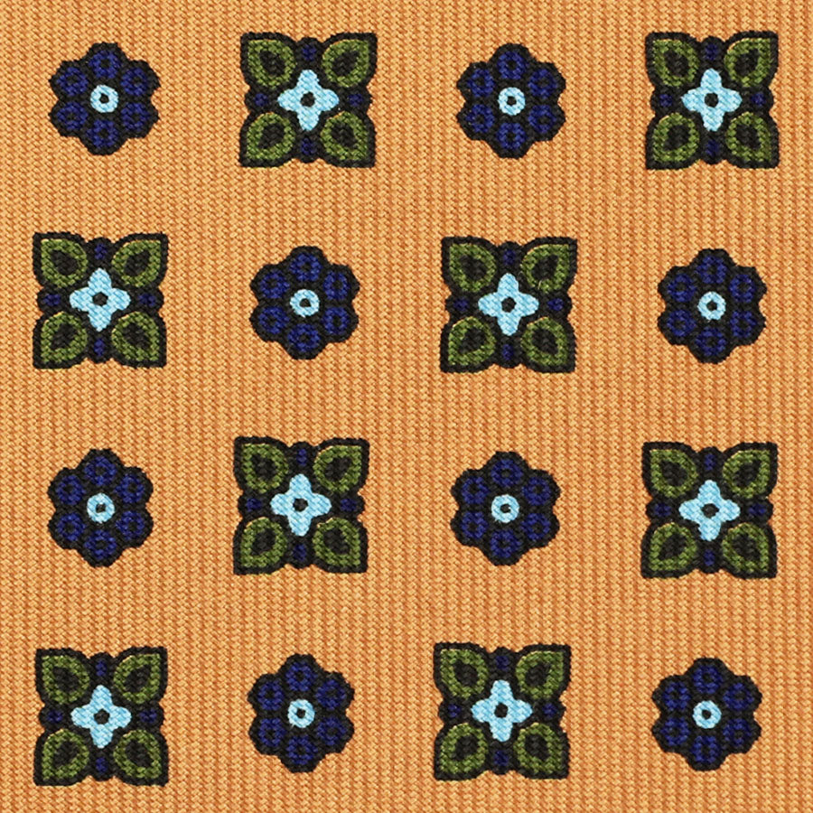 Floral Printed Silk Bespoke Silk Tie - Honey