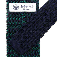 Crunchy Silk Knit Tie - Navy / Green Mottled