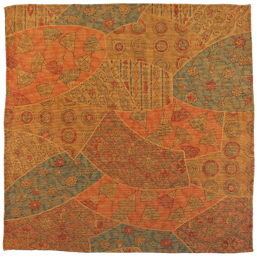 Vintage Kimono Silk Pocket Square - Caramel