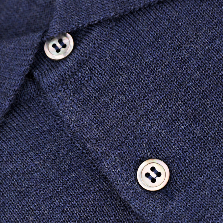 Merino Wool Knitted Polo - Denim