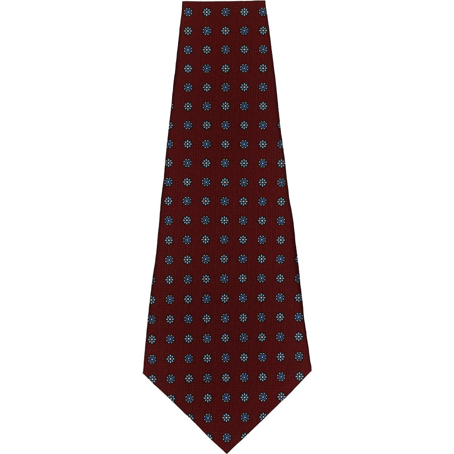 Floral Printed Silk Bespoke Tie - Burgundy