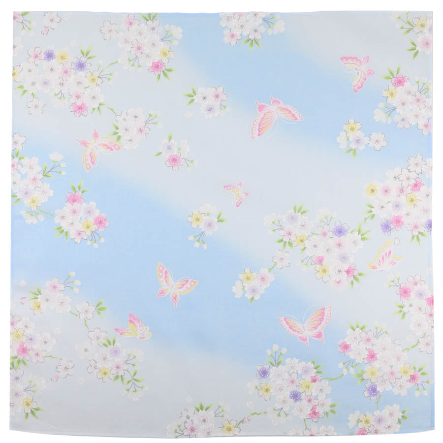 Floral Motif Cotton Handkerchief - Sky II