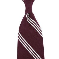 Triple Stripe Shantung Bespoke Tie - Burgundy