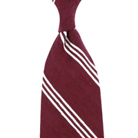 Triple Stripe Shantung Bespoke Tie - Cherry