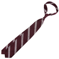 Triple Stripe Shantung Bespoke Tie - Burgundy
