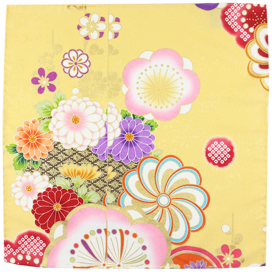 Vintage Kimono Silk Pocket Square - Yellow