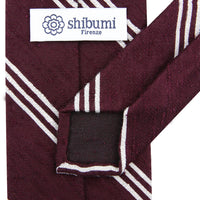 Triple Stripe Shantung Bespoke Tie - Burgundy