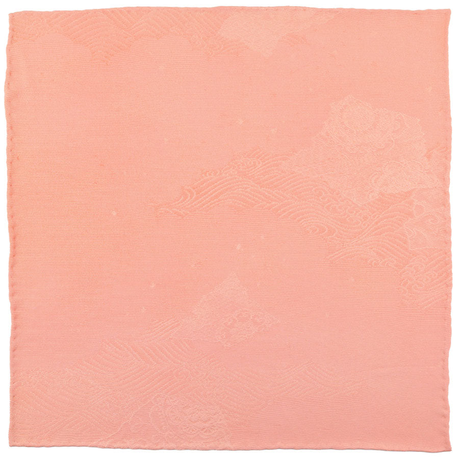 Vintage Kimono Silk Pocket Square - Salmon