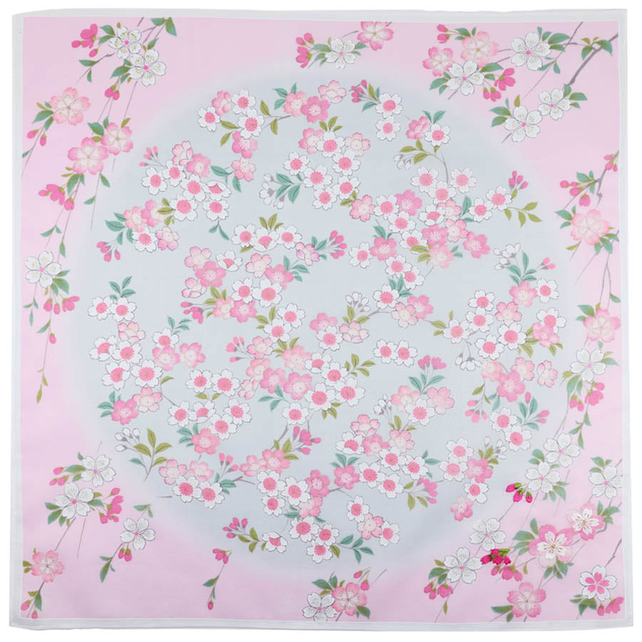 Kimono Motif Cotton Handkerchief - Pink / Blue