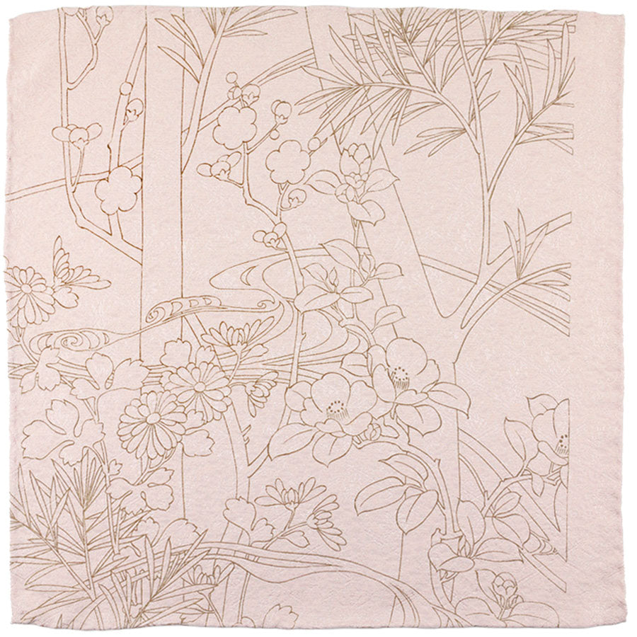 Vintage Kimono Silk Pocket Square - Peach
