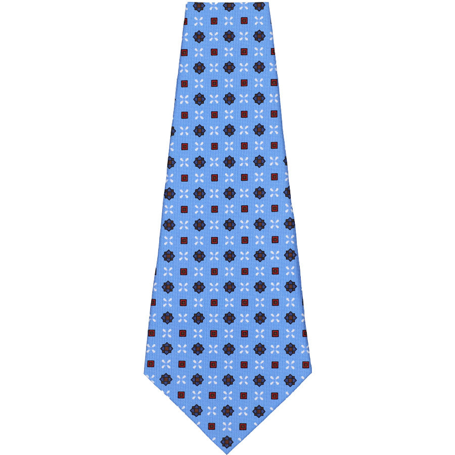 Floral Printed Silk Bespoke Tie - Sky Blue