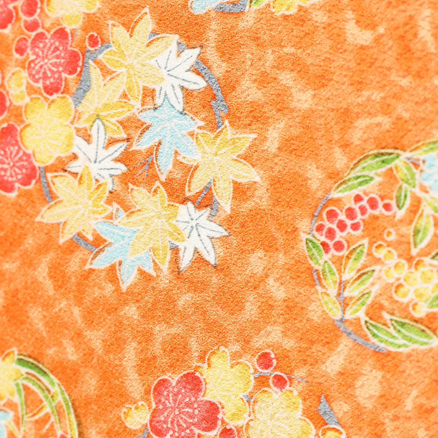 Vintage Kimono Silk Pocket Square - Orange