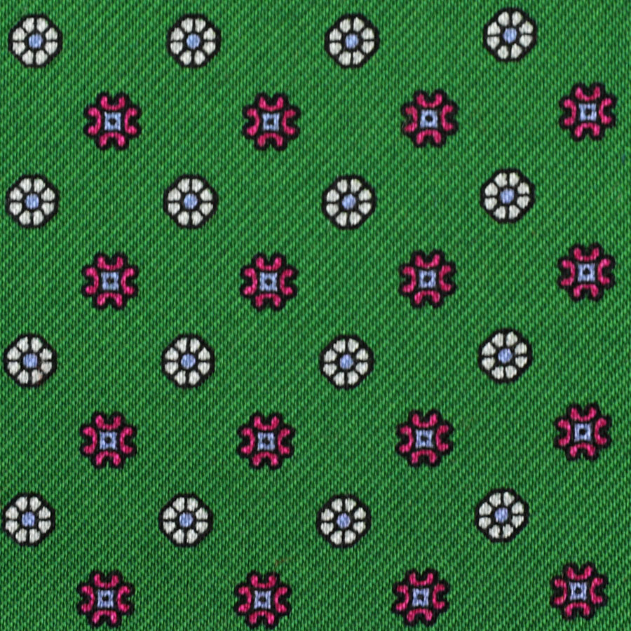 Floral Printed Silk Bespoke Tie - Green