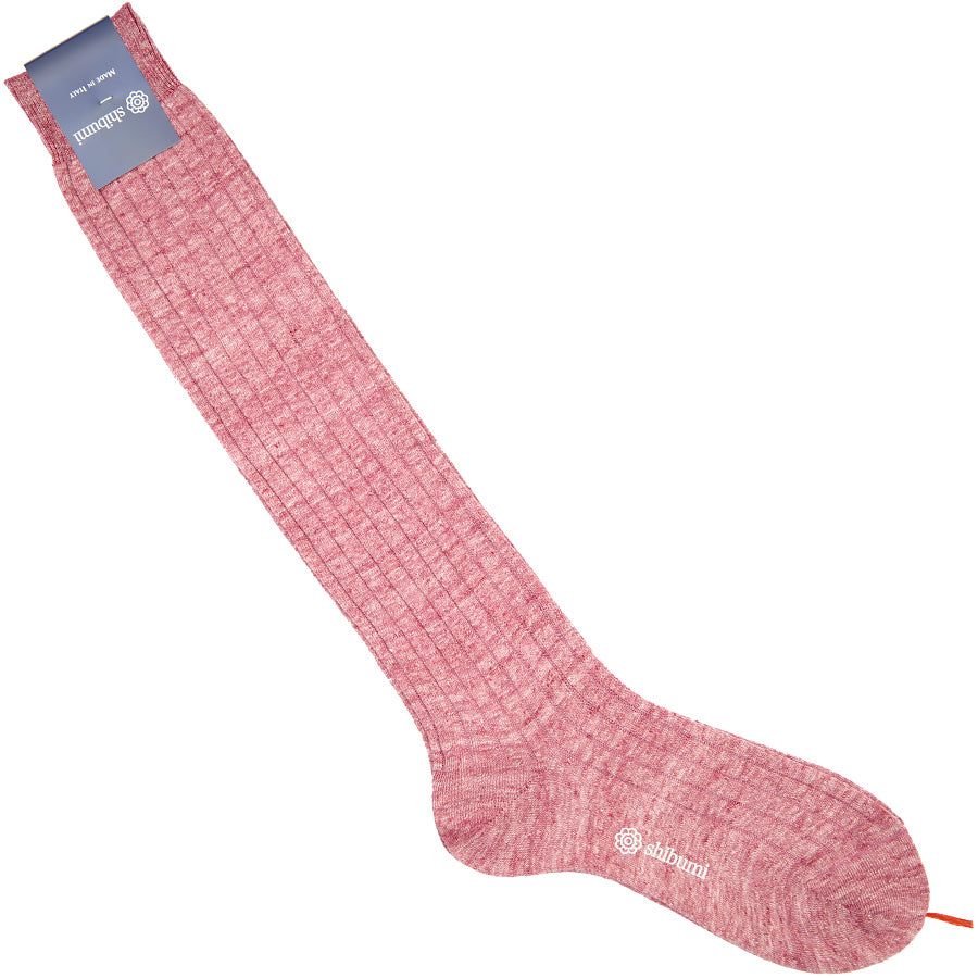 Knee Socks - Ribbed - Rosé - Pure Linen