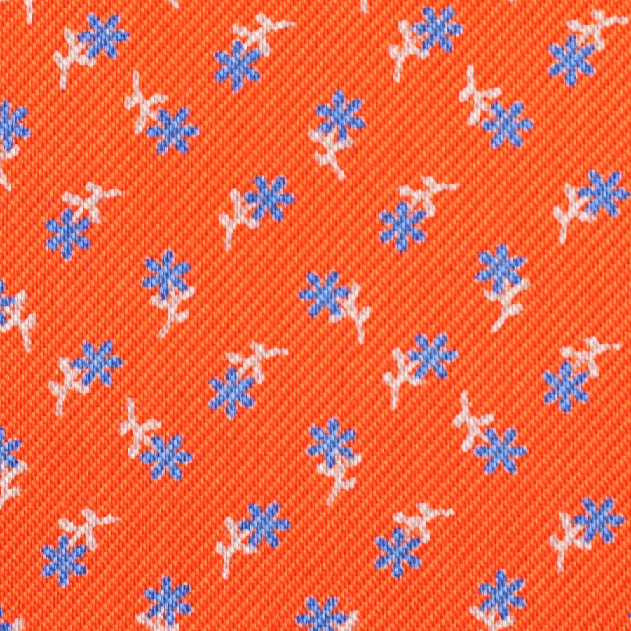 Floral Printed Silk Bespoke Tie - Orange