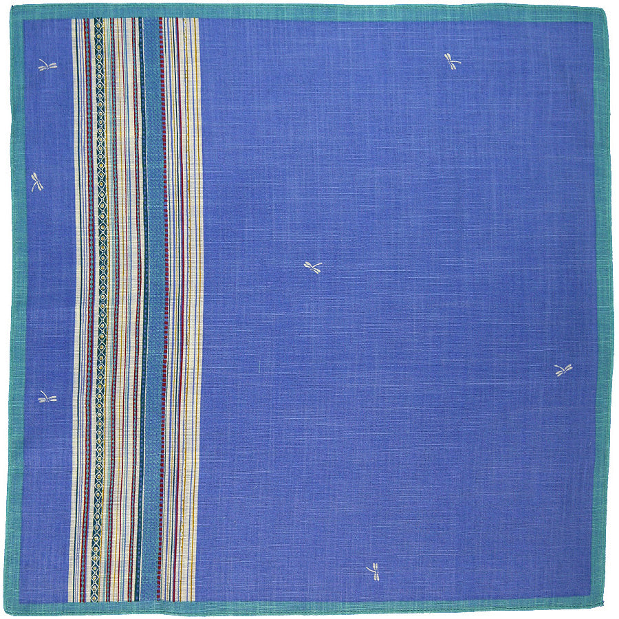 Dragonfly Motif Cotton Handkerchief - Blue