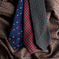 Floral Jacquard Bespoke Silk Tie - Navy / Red