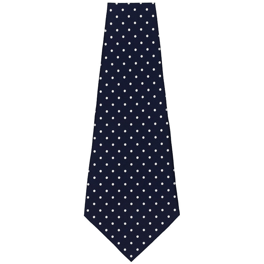 Dotted Printed Silk Bespoke Tie - Navy