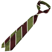 Block Stripe Super Repp Silk Tie - Burgundy / Olive / Ivory