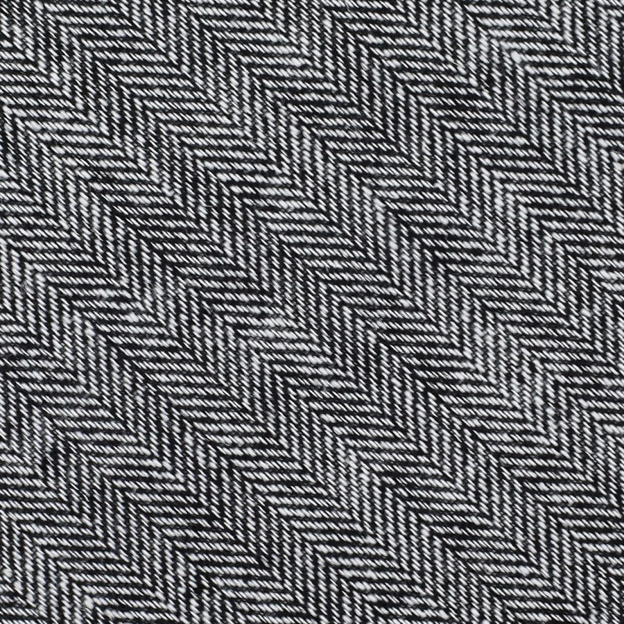Herringbone Wool / Linen Bespoke Tie - Black / White