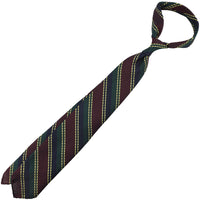 Striped Grenadine / Garza Grossa Silk Tie - Forest / Burgundy